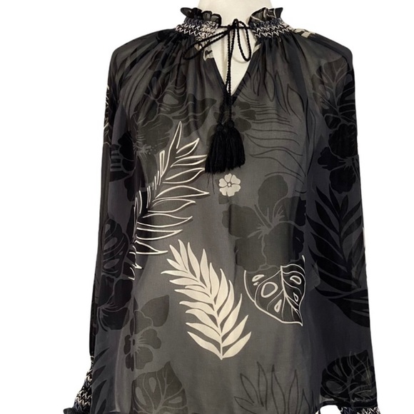 CAbi 5597 Aloha Blouse Sheer Floral Peasant XL - Picture 4 of 8